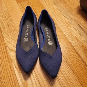 Rothy's The Point Flat Maritime Navy Shoe Sz 7